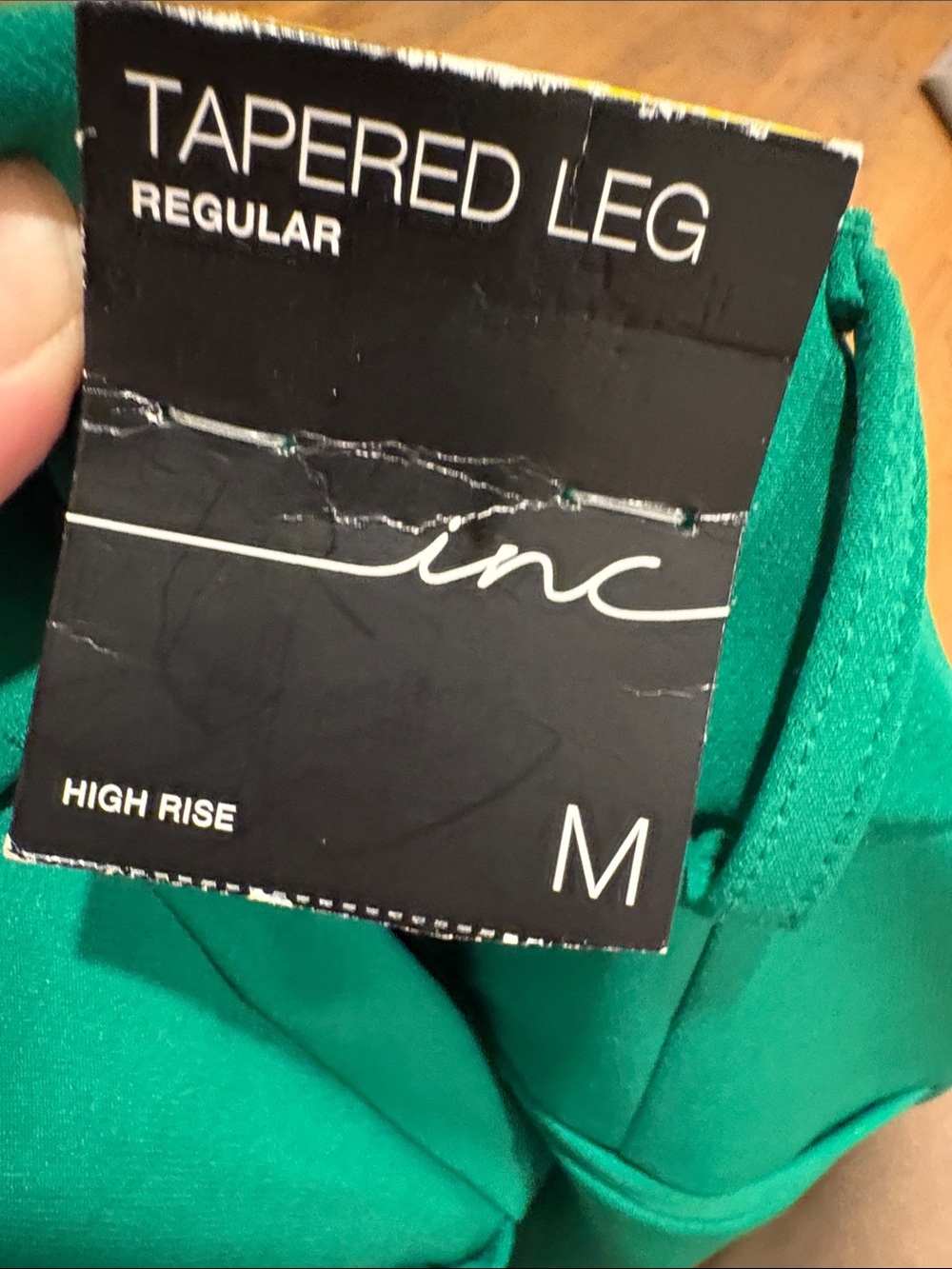 INC Tapered Leg Trousers Womens Size M Green Good High Rise Pleated Front - Picture 5 of 8